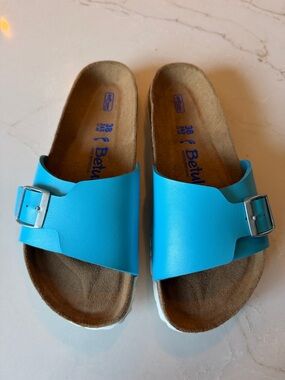 NEW Betula by Birkenstock Catalina Slides size 38 narrow one buckle turquoise